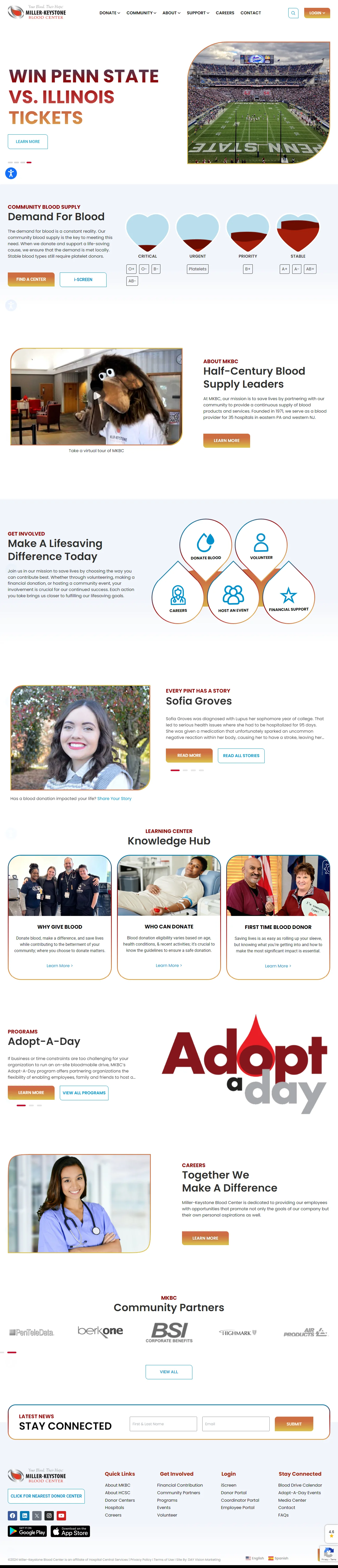 Miller Keystone Blood Center: Website Design