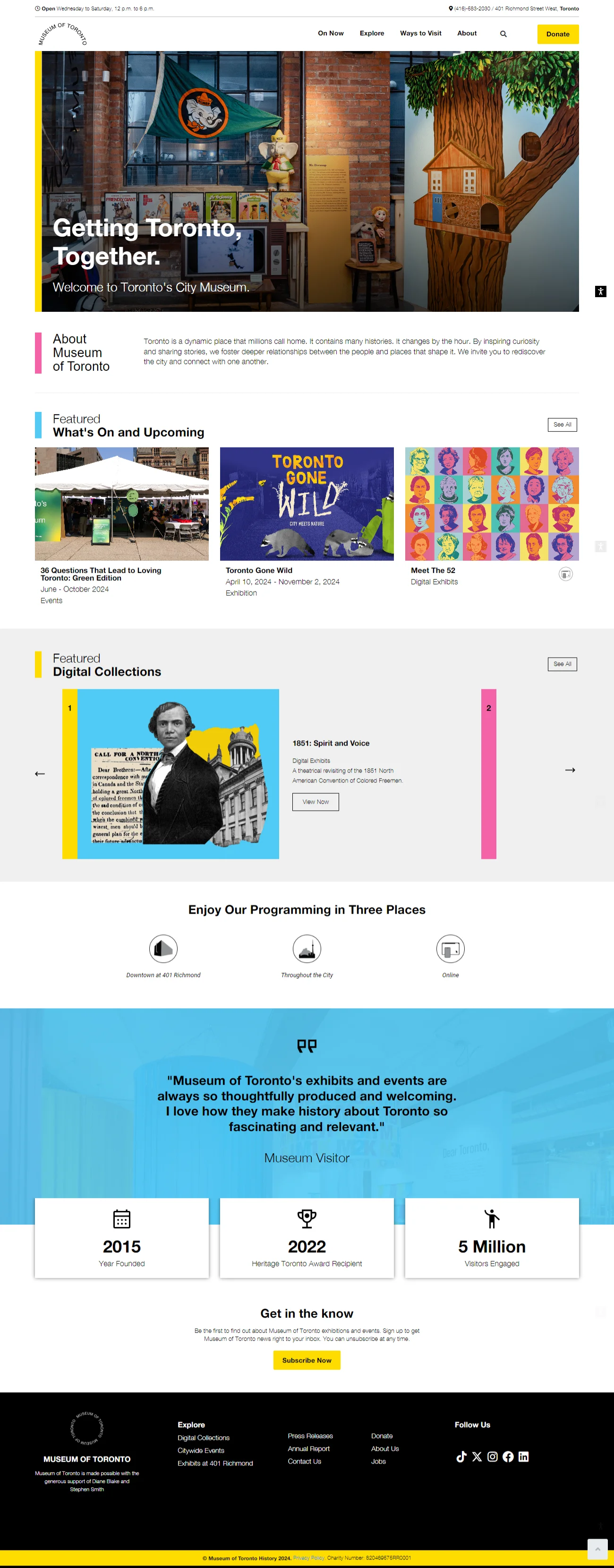 Museum of Toronto - Website Design & Development