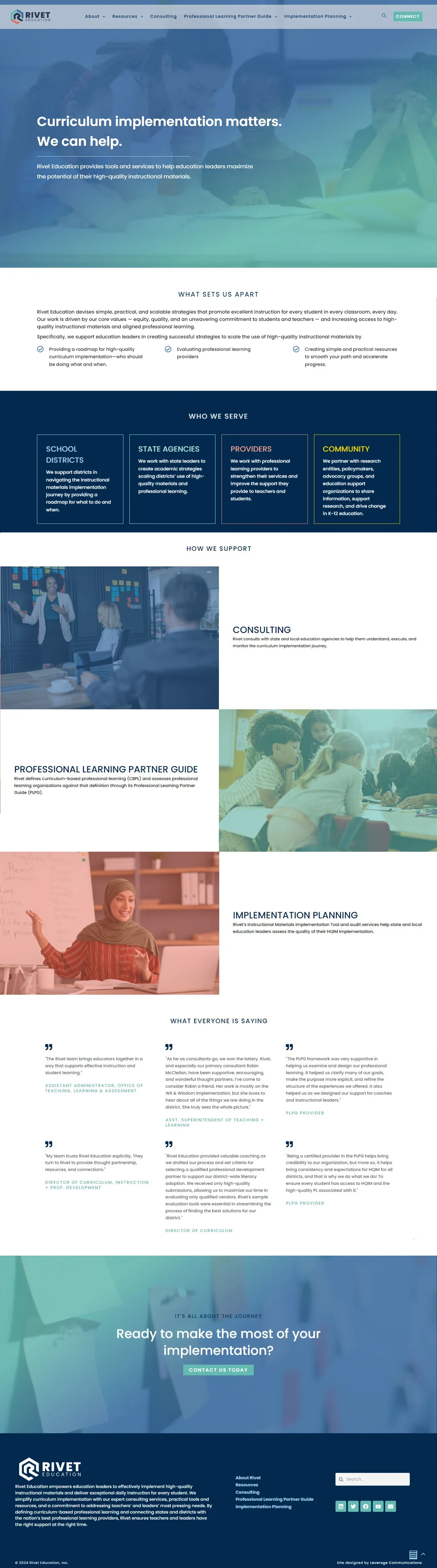 Rivet Education Rebranded Website