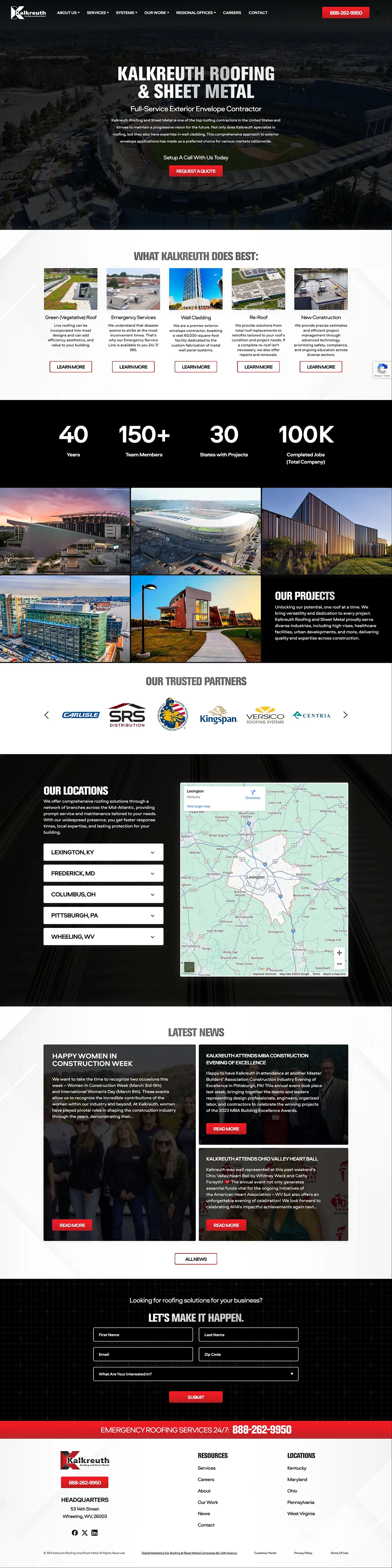 Website for Kalkreuth Roofing & Sheet Metal