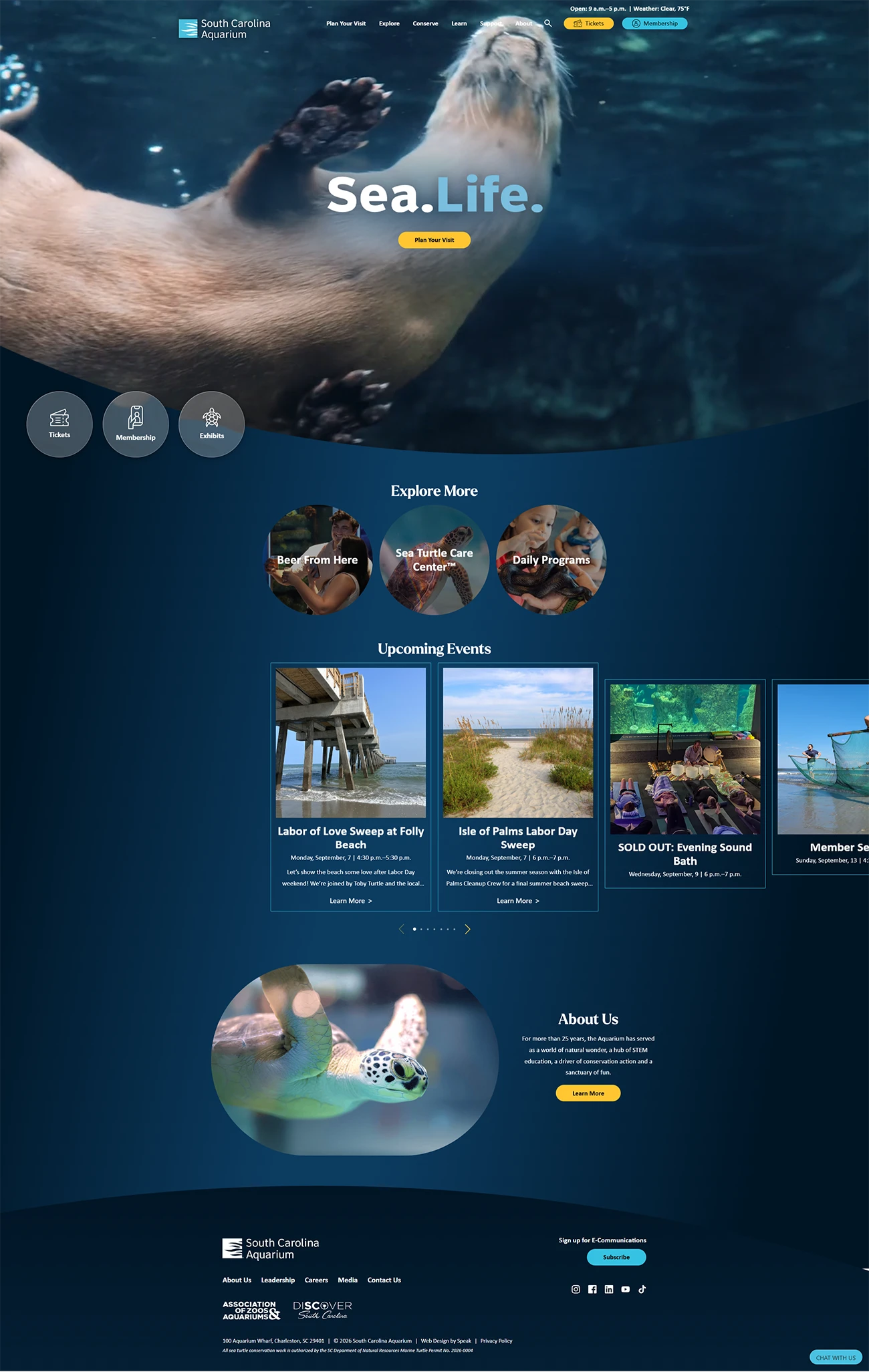 South Carolina Aquarium Website by Speak Creative