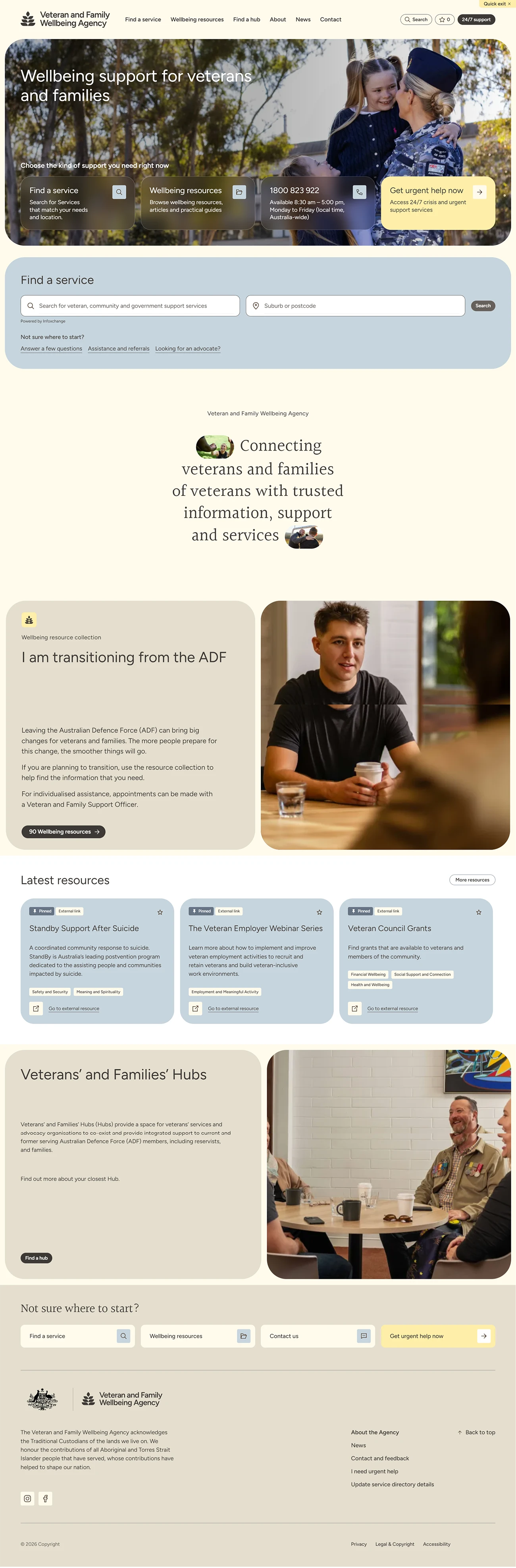 Veteran and Family Wellbeing Agency Website by Icon Agency