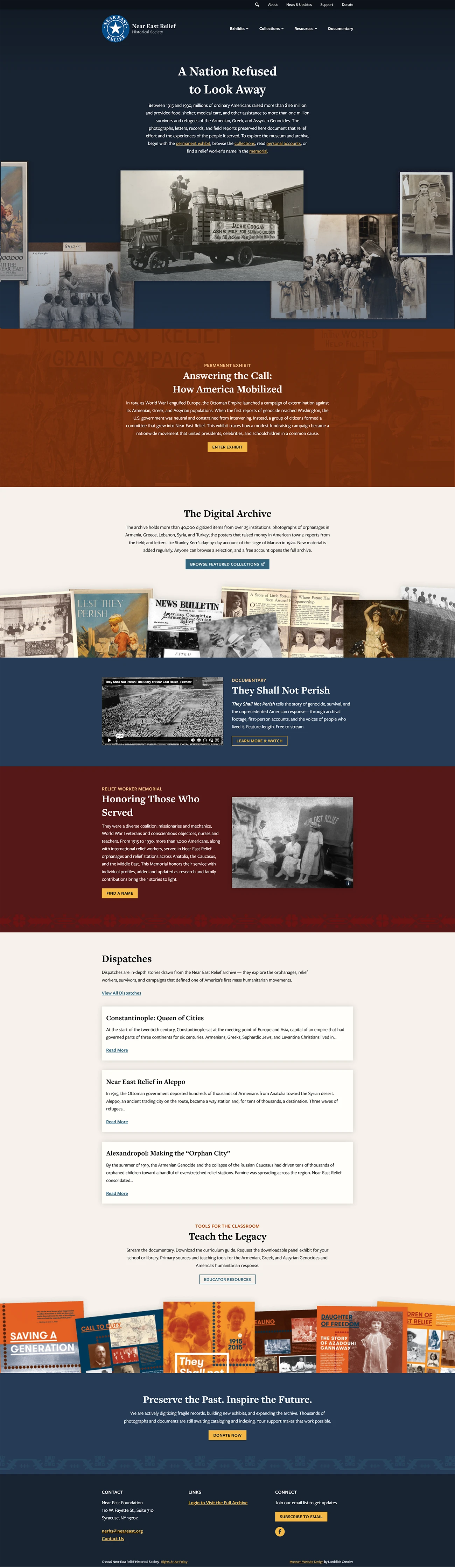 Near East Relief Historical Society Website Design by Landslide Creative