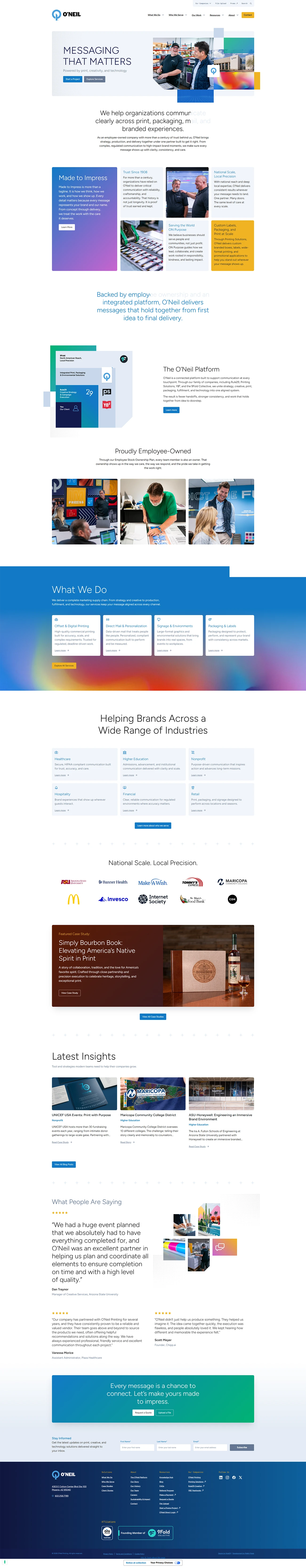 O'Neil Printing Website by Rule29 Creative