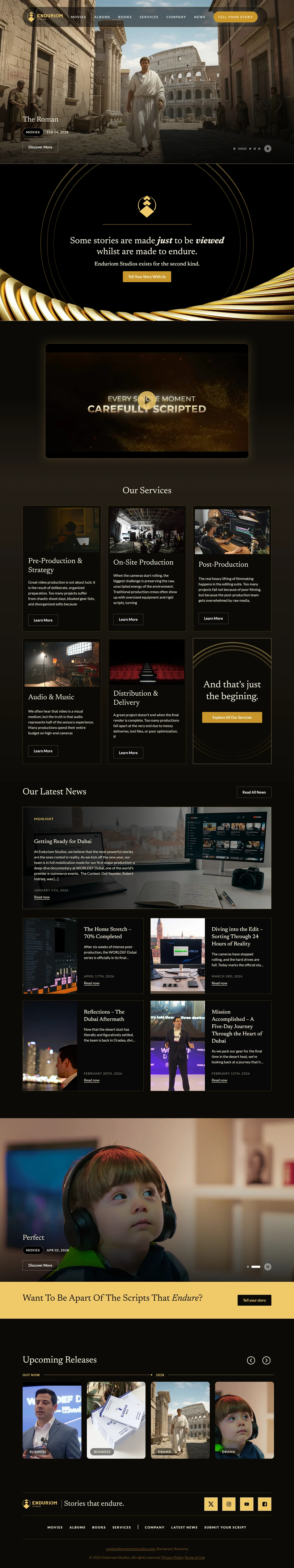 Enduriom Movie Studio Modern Interactive Website by Wesrom Corporation