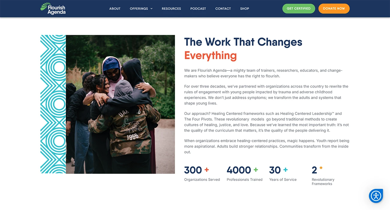 Flourish Agenda Website by Beautifuli Digital, screen 1