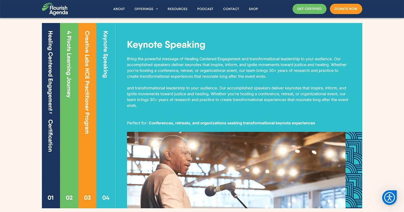 Flourish Agenda Website by Beautifuli Digital, screen 2