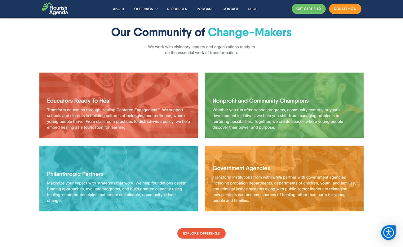 Flourish Agenda Website by Beautifuli Digital, screen 3